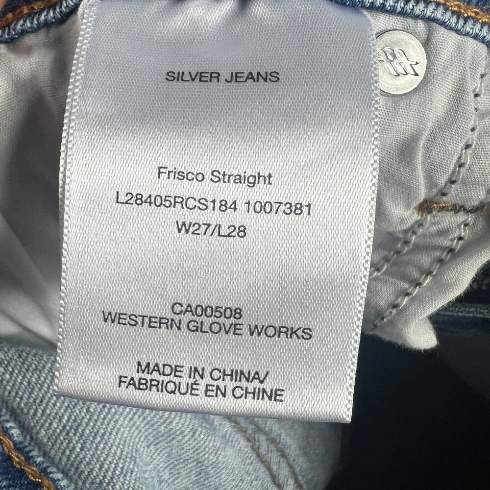 Silver Jeans Women's 28x27 Frisco Straight Ankle Blue Distressed Denim Tag 27x28 - Picture 8 of 16